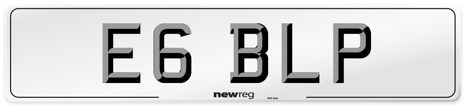E6 BLP Number Plate from New Reg
